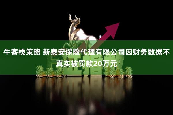 牛客栈策略 新泰安保险代理有限公司因财务数据不真实被罚款20万元
